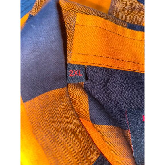 Jared Lang After Hours Mens Button Down Buffalo Plaid Shirt Orange Size 2XL - Picture 5 of 6